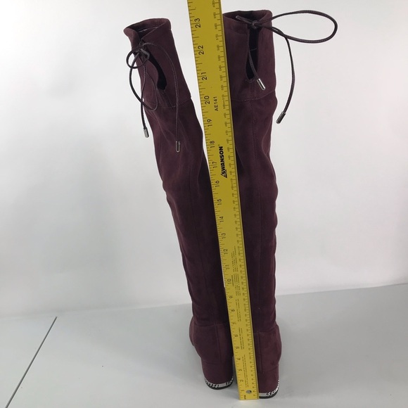 Michael Kors Wine Suede Over-the-Knee Heeled Boots - Picture 4 of 8